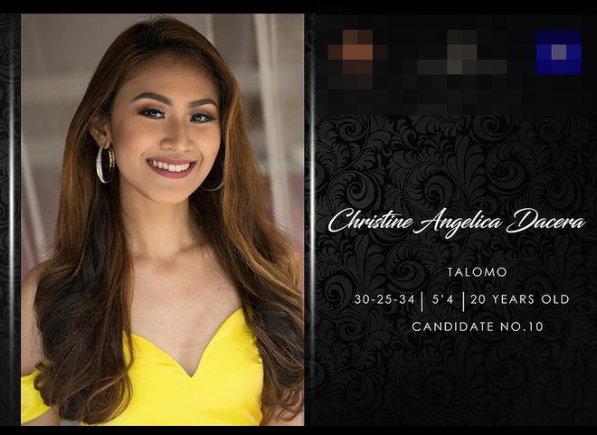 Christine Angelica Dacera khi đi thi hoa hậu năm 2017 ẢNH: INSTAGRAM NV