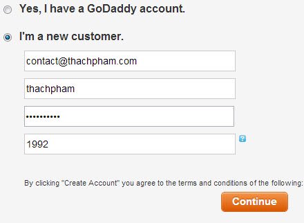 Đăng ký tài khoản Godaddy