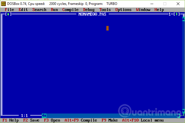 Giao diện chính của Turbo Pascal