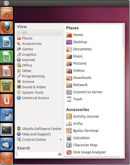 Cardapio – Thanh menu tuyệt vời cho Ubuntu 11.04