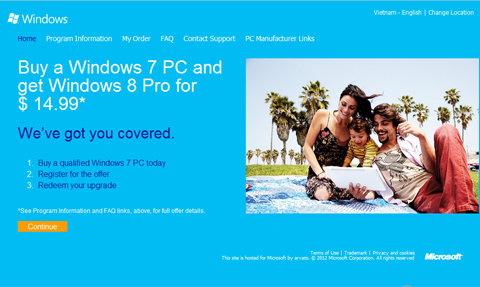 Microsoft bắt đầu cho đặt mua gói nâng cấp lên Windows 8