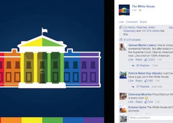 Facebook chính thức của Nhà Trắng với hiệu ứng cầu vồng