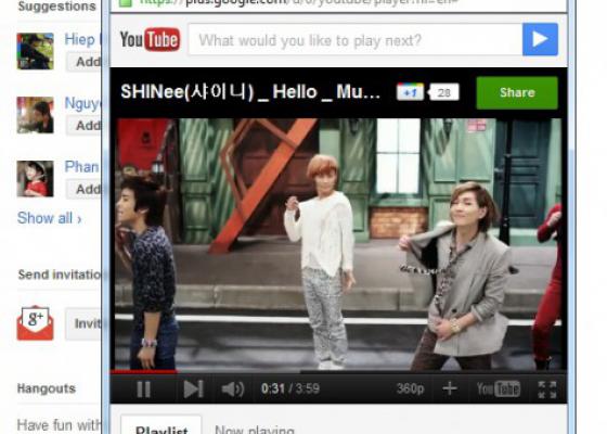 Google Plus tích hợp tính năng xem youtube video playlist