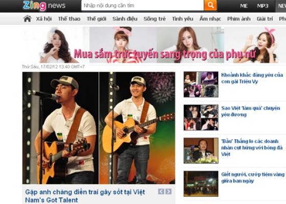 Zing.vn đứng đầu top 100 website Việt Nam